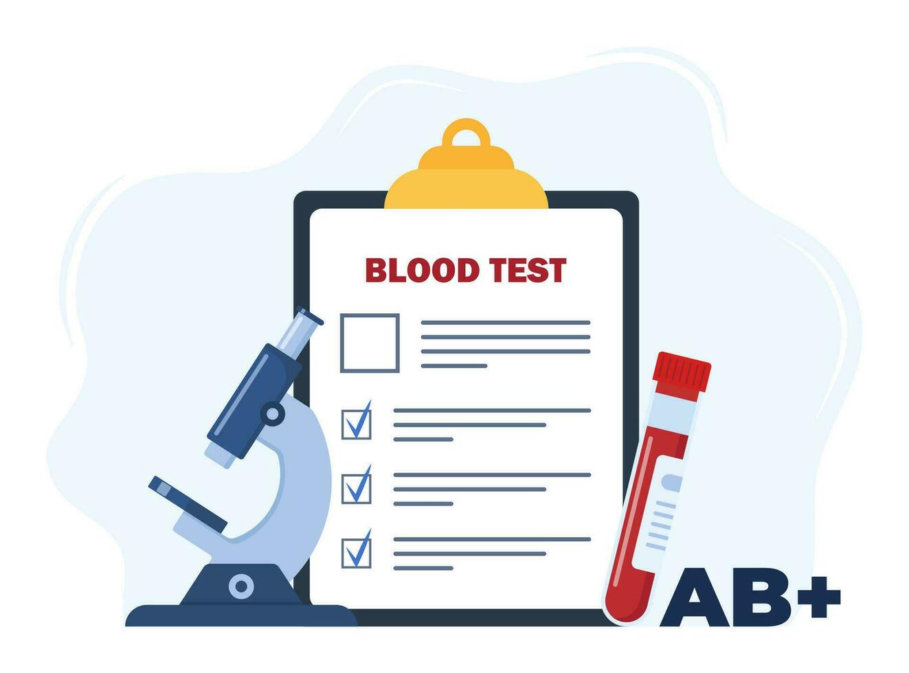 Analysis to determine the blood group. Medical blood test concept