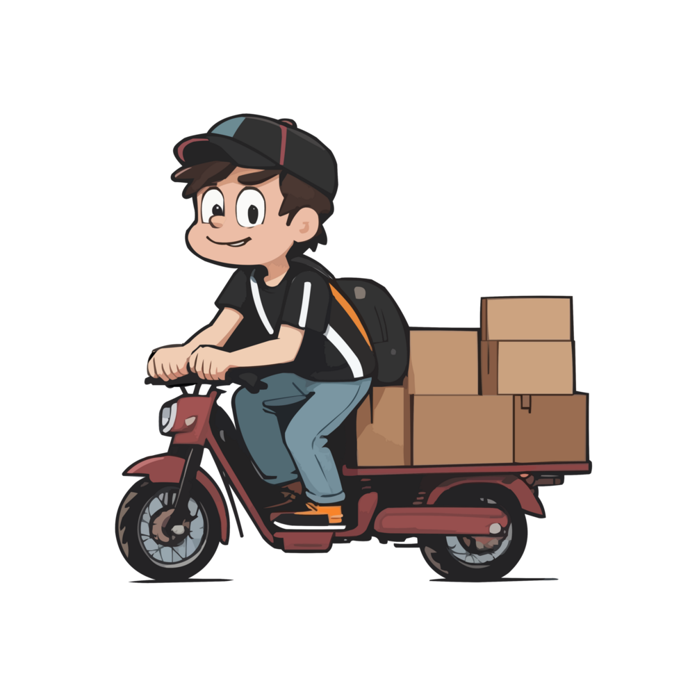Delivery man moving boxes png