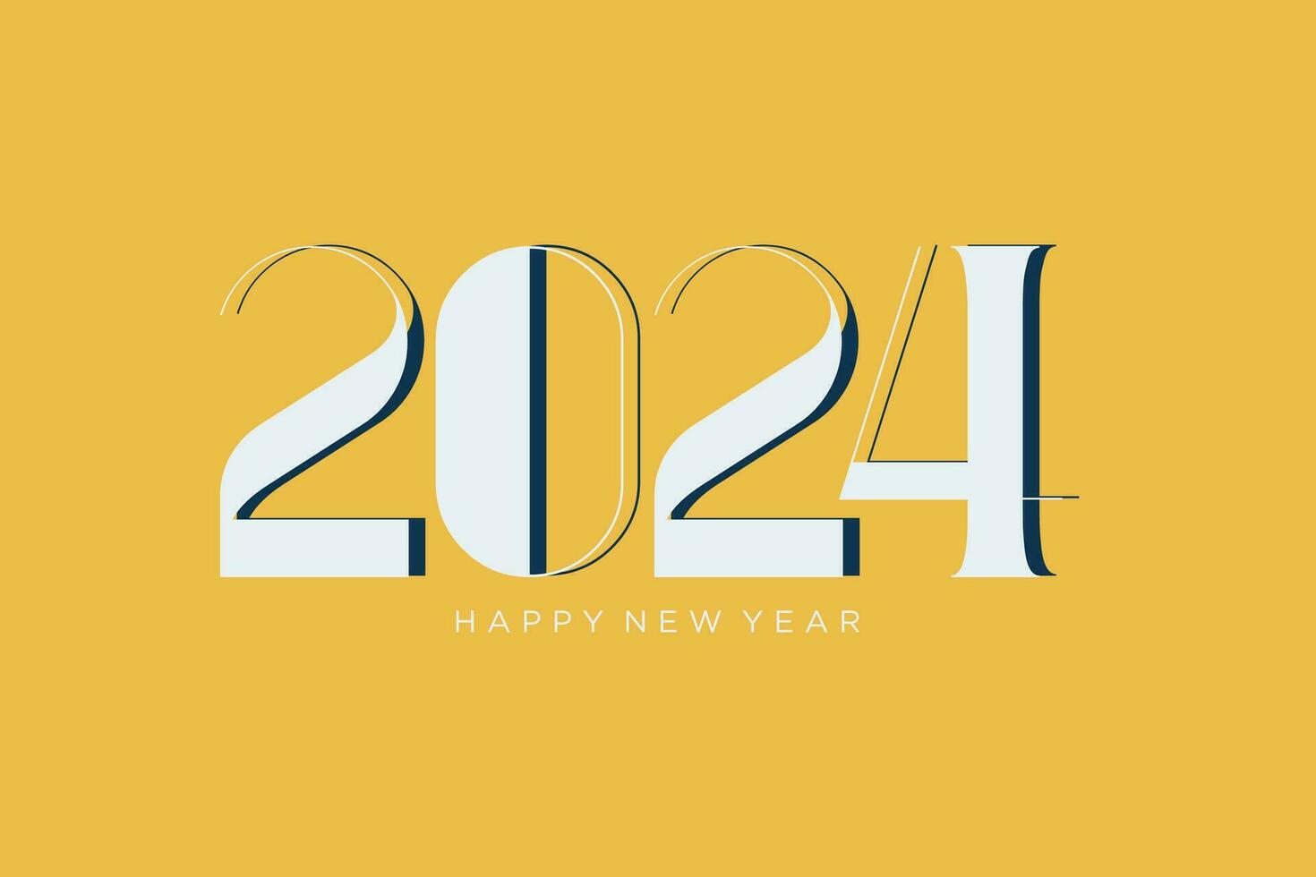 Happy new year 2024 vector. Premium design with a luxurious and elegant thin line concept. Design for greeting, poster, banner or calendar print. vector