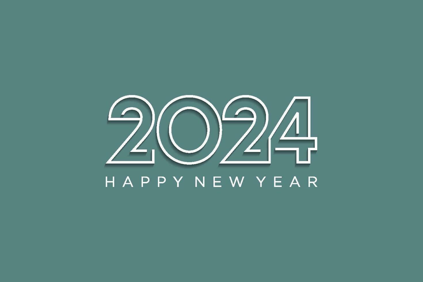 2024 typography logo design concept with line. Happy new year 2024 logo