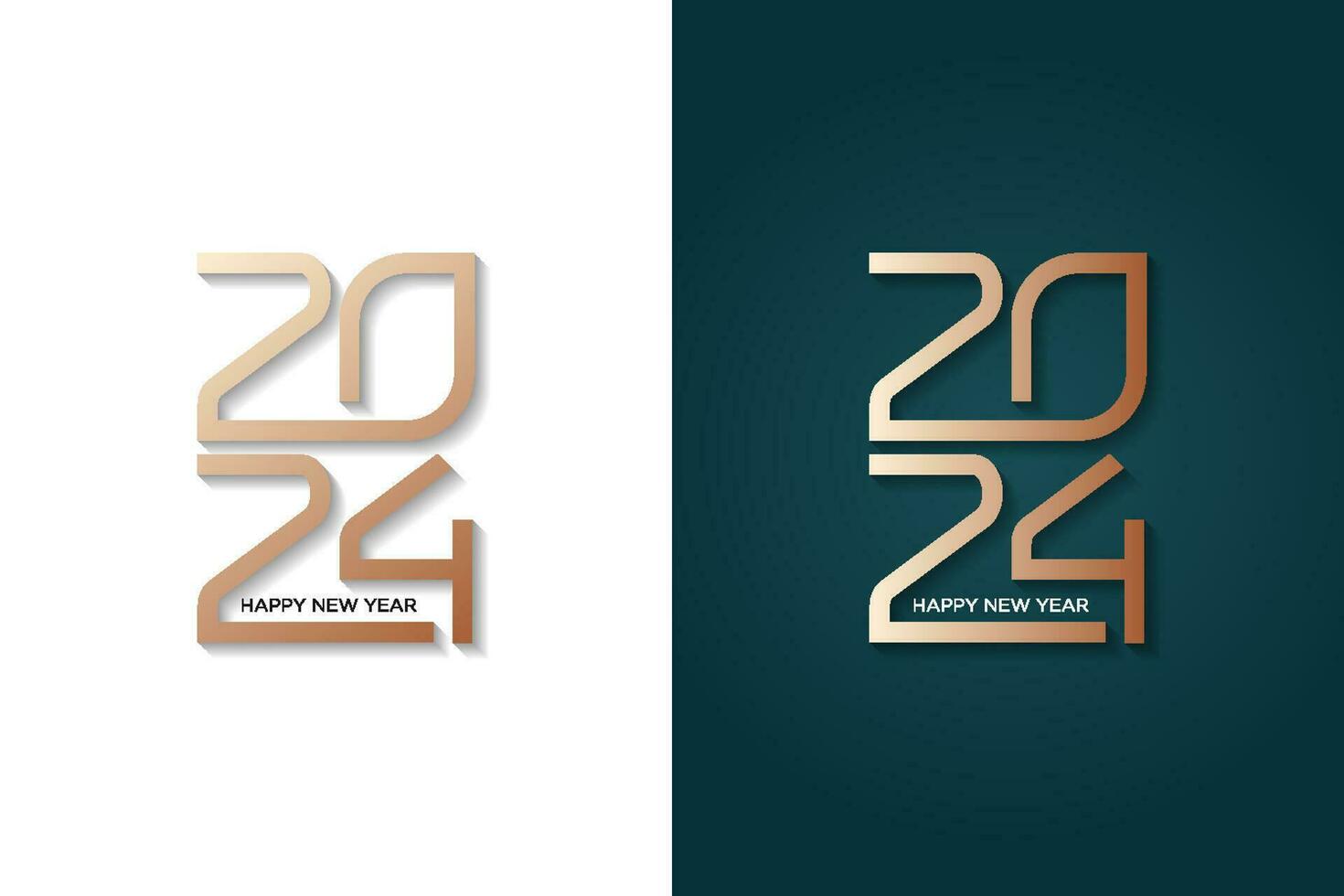 happy new year 2024 design overlapping gold color vector