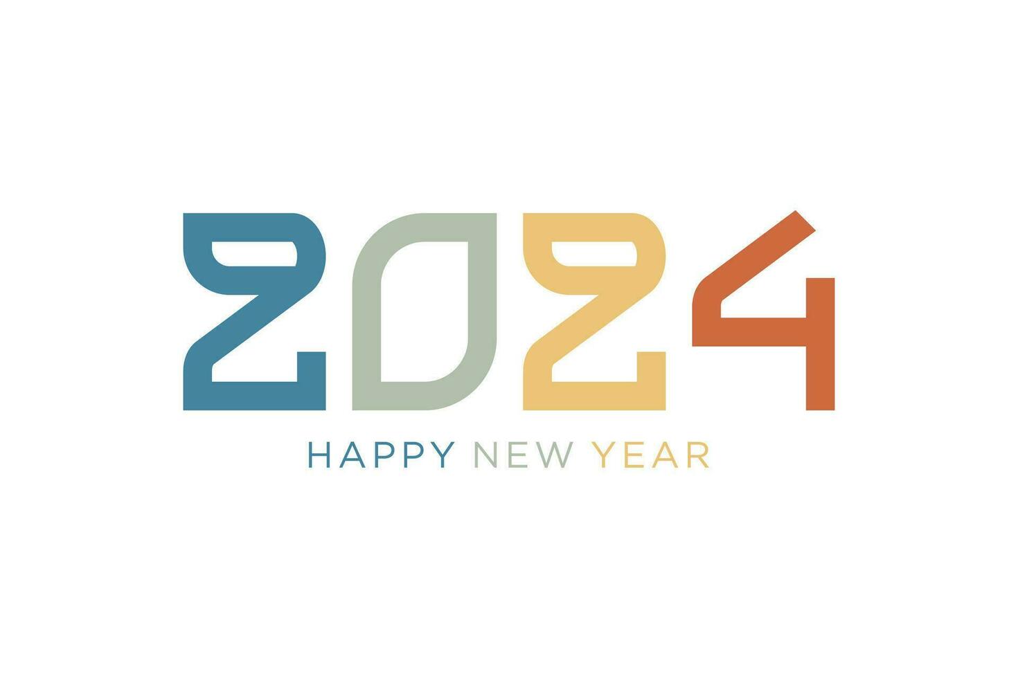 3d nuevo año 2024 saludo en retro estilo vector