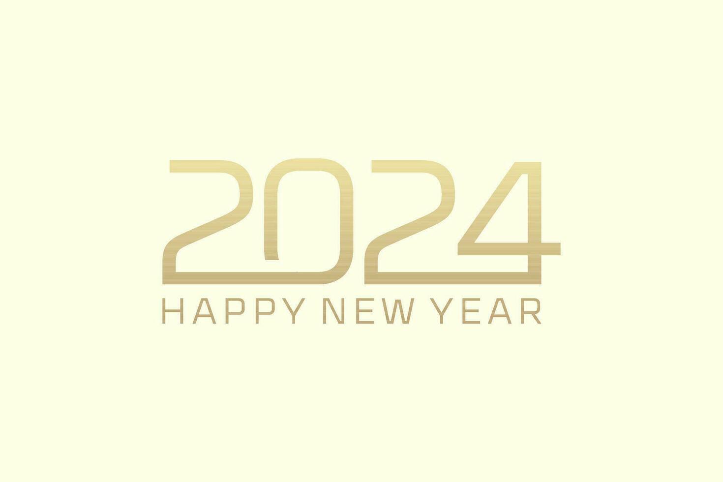 2024 tipografía logo diseño concepto. contento nuevo año 2024 logo diseño con dorado color vector