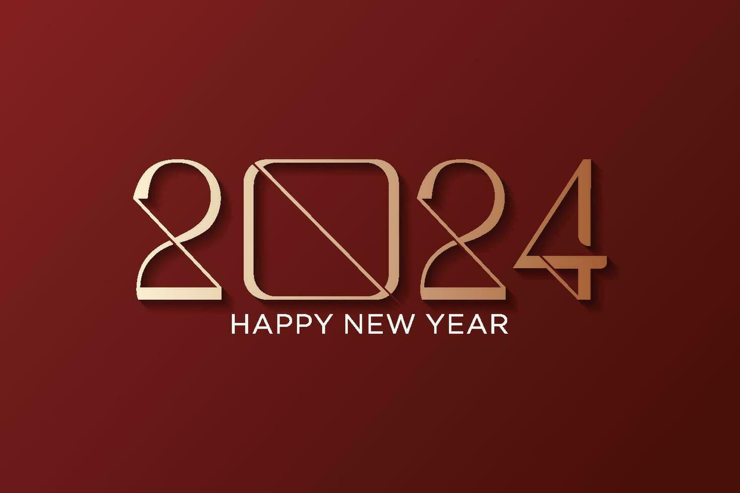 Happy new year 2024 vector. Premium design with a luxurious and elegant gold color thin line concept. Design for greeting, poster, banner or calendar print. vector