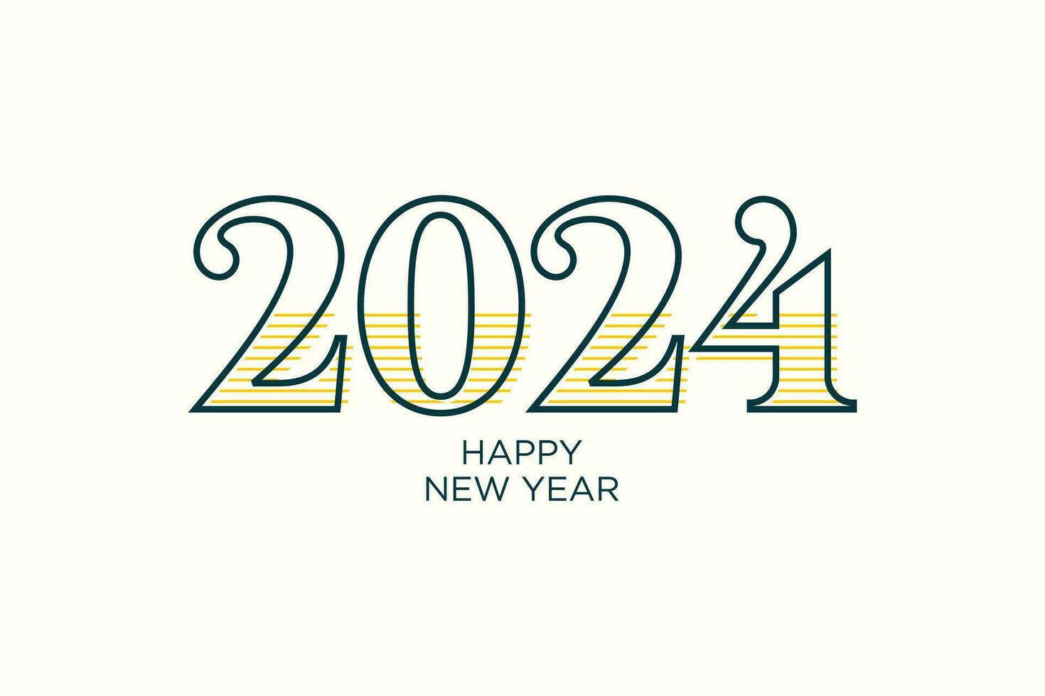 happy new year 2024 template design, thin line and colorful numbers, for poster, greeting card and calendar vector