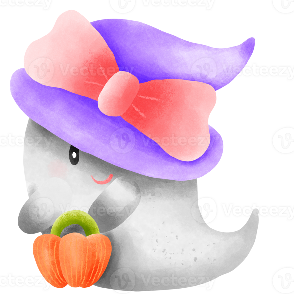 Ghost holding candy cane for Halloween png
