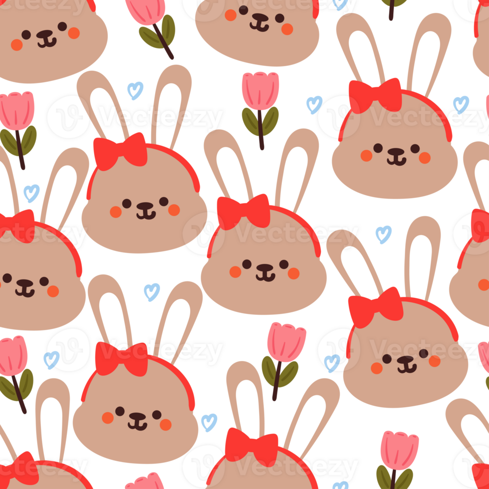 seamless pattern cartoon bunny. cute animal wallpaper for textile, gift wrap paper png
