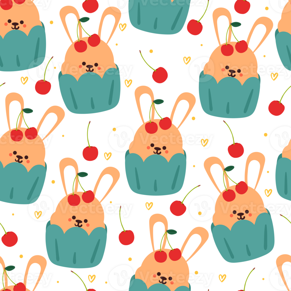 seamless pattern cartoon bunny. cute animal wallpaper for textile, gift wrap paper png