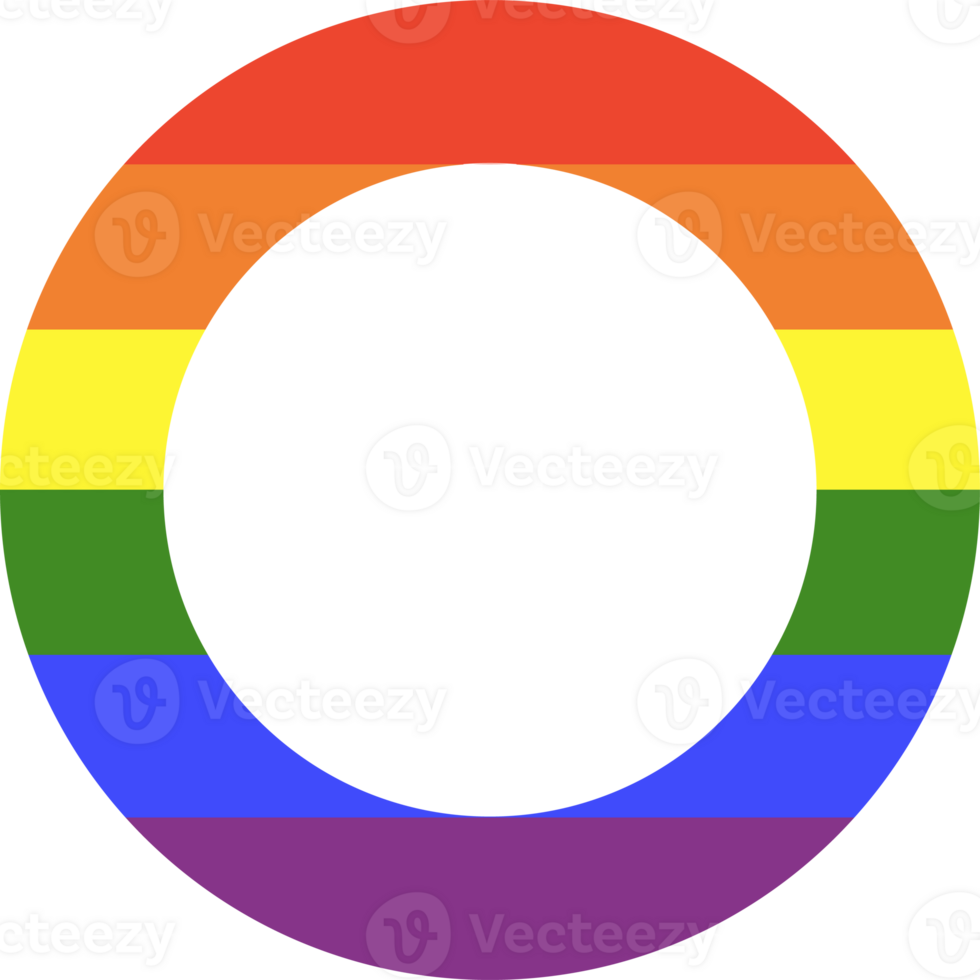 arco Iris bandeira quadro. lgbt círculo ícone png. logotipo símbolo adesivo dentro arco Iris cores. gay orgulho. volta distintivo, botão. modelo Projeto. png