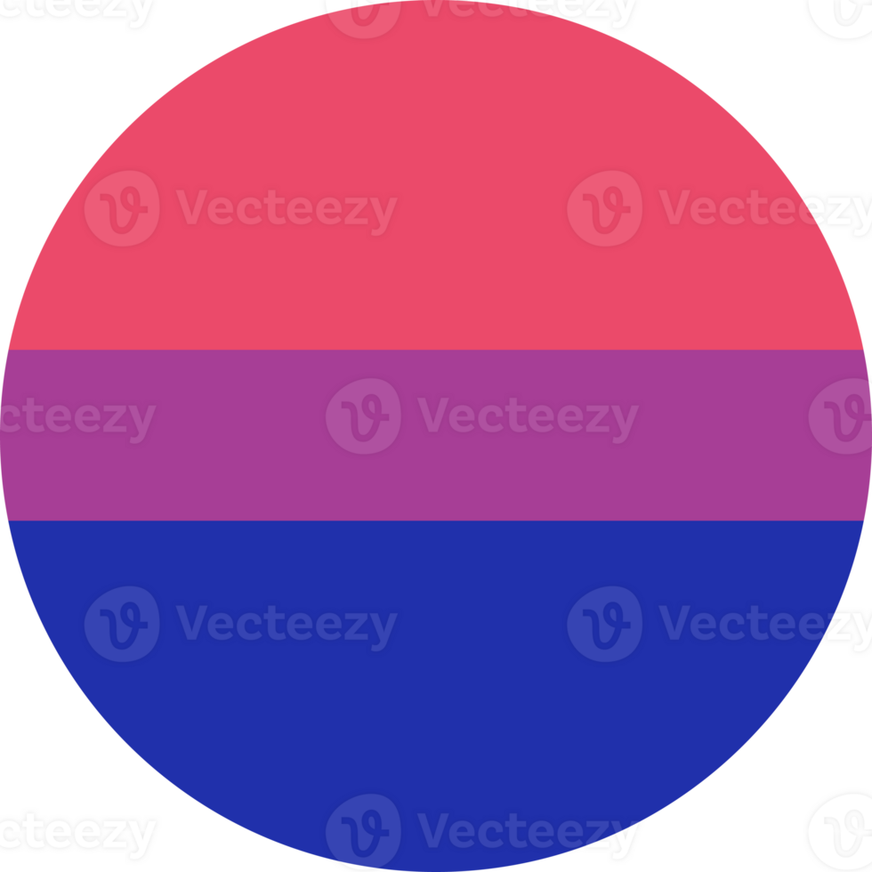 bisexuell rörelse HBTQ, platt runda flagga. symbol av sexuell minoriteter, bögar och lesbiska. png illustration.