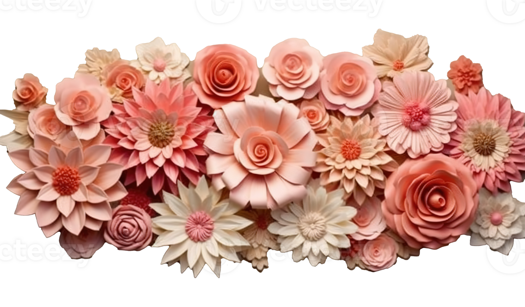 Pink and Rosegold 3D flower papercut wallpaper, Classic home decoration, 3D paper cut background, Ai generative png