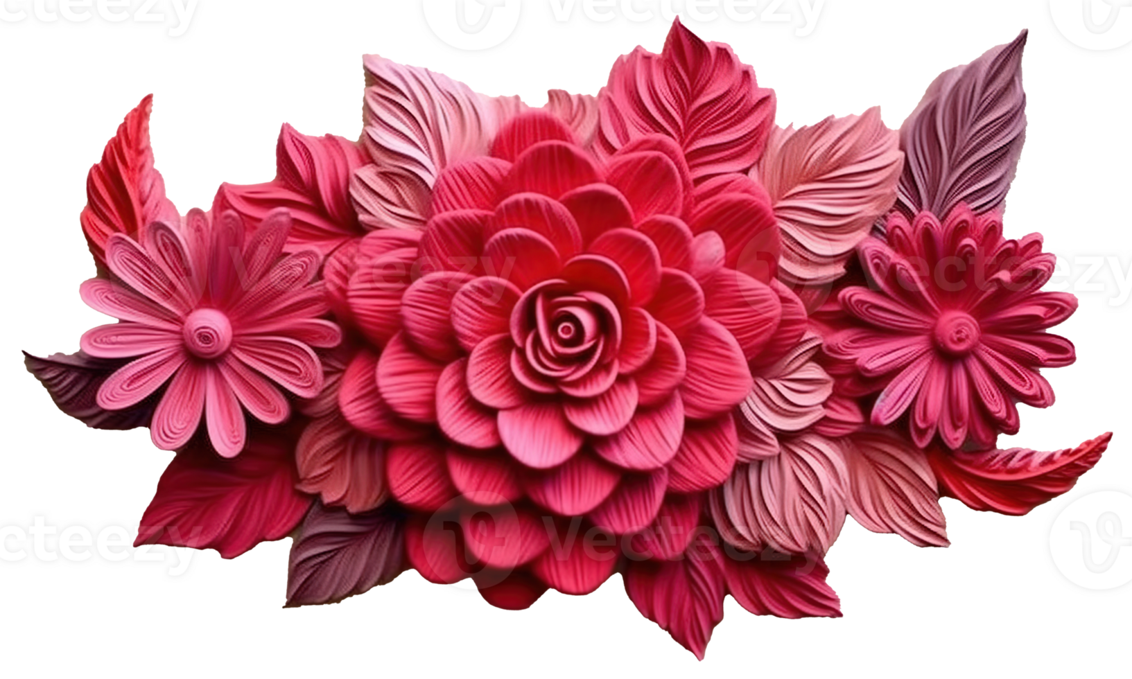 Pink and Rosegold 3D flower papercut wallpaper, Classic home decoration