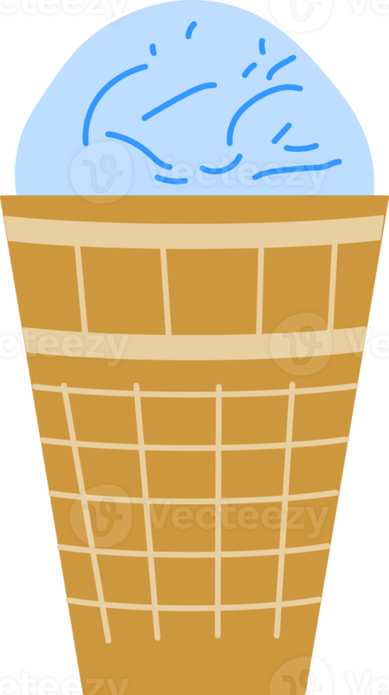 Scoop Of Blue Ice Cream In A Waffle Cup, Ice Cream, Icon, Logo PNG