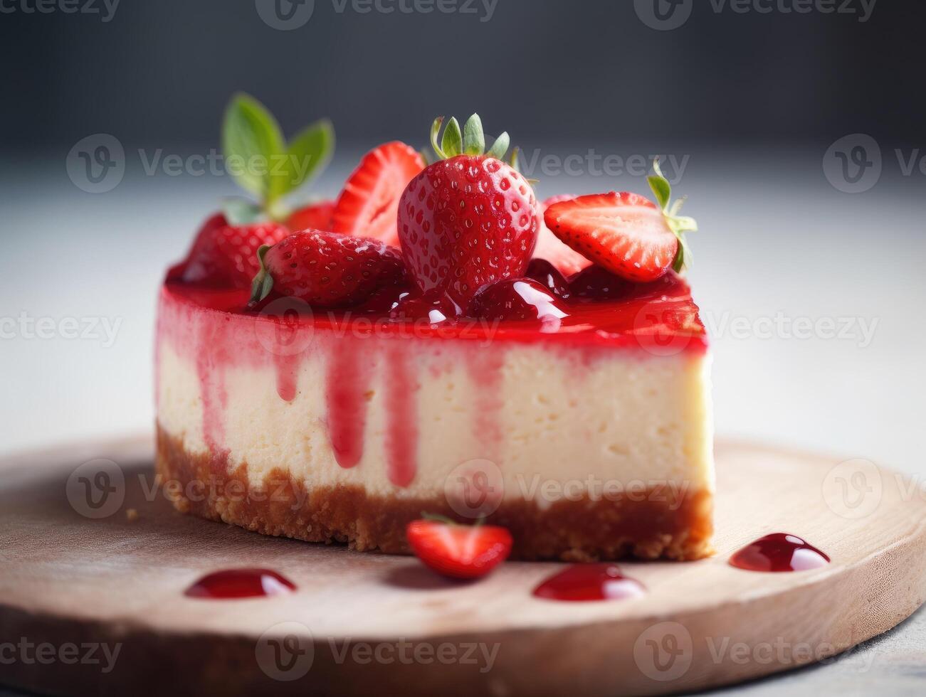 Beautiful homemade Strawberry cheesecake. photo