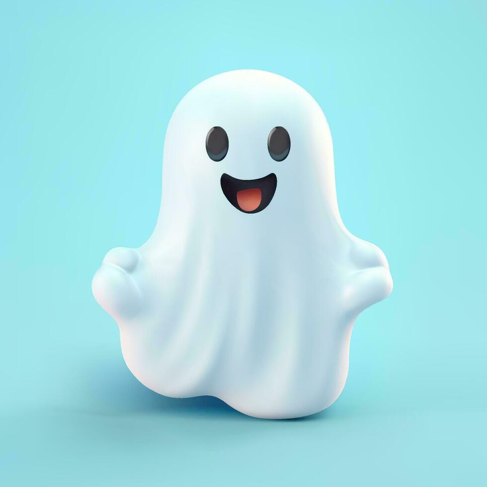 Cute 3d funny ghost. Vector Illustration