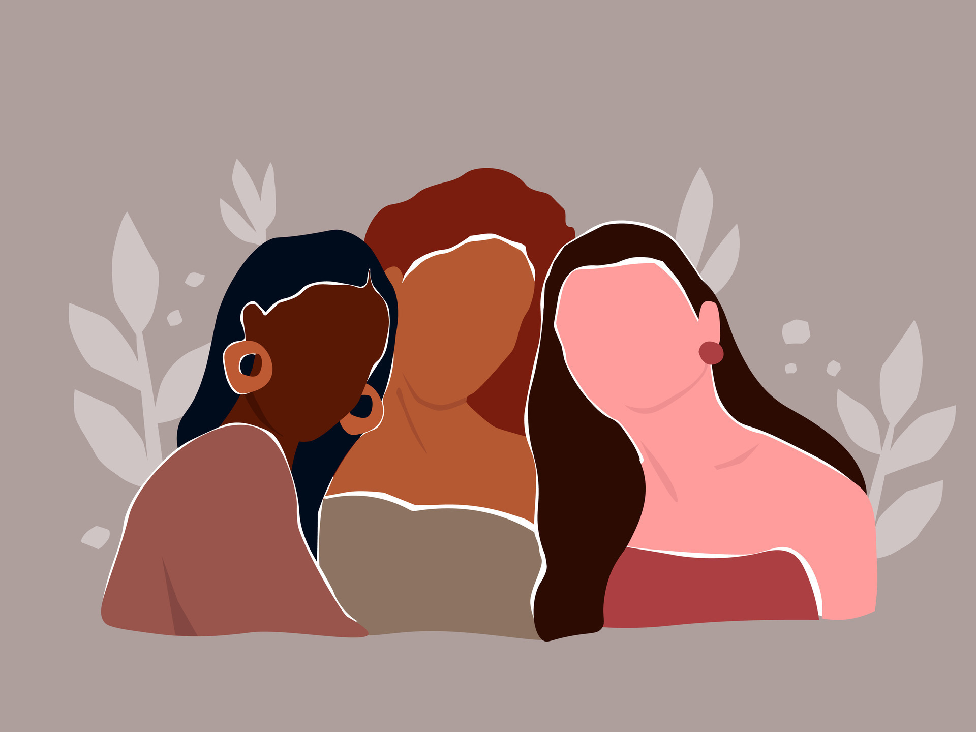 Abstract contemporary portrait of female girlfriends. Girls together