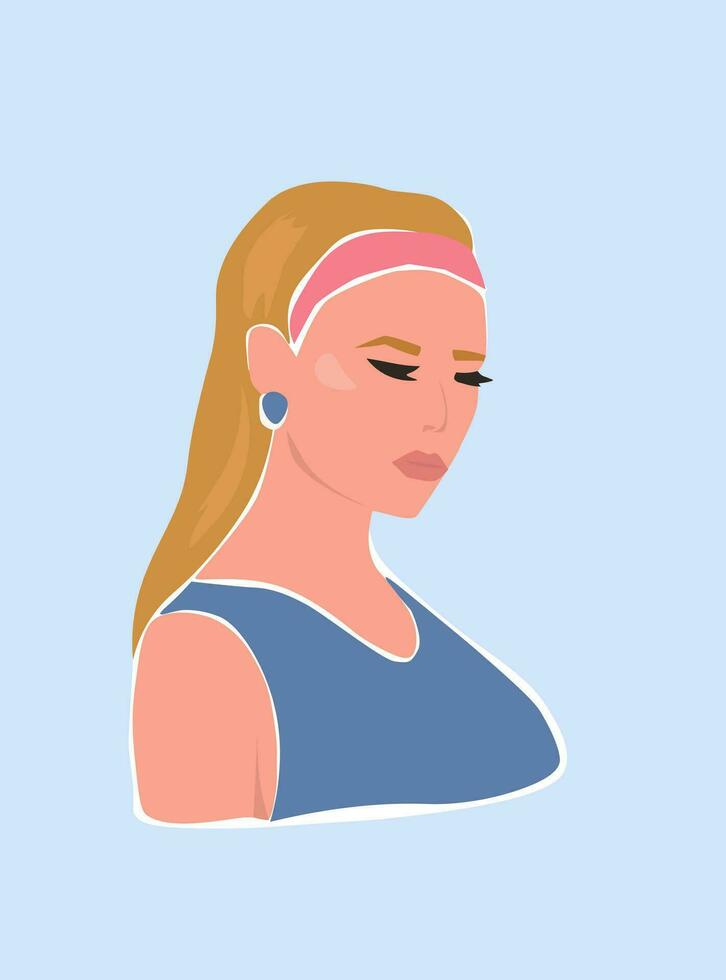 Abstract contemporary portrait of a beautiful blonde girl. Vector graphics.