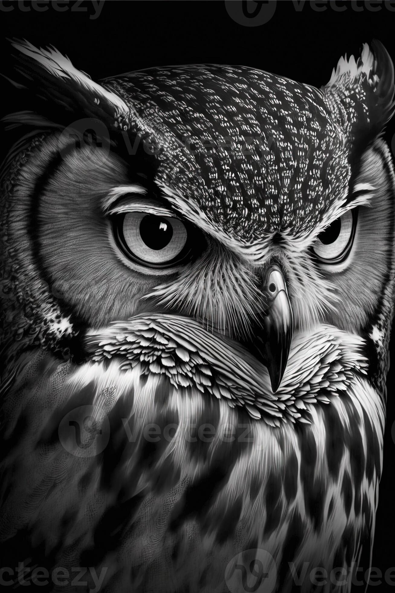 owl black and white