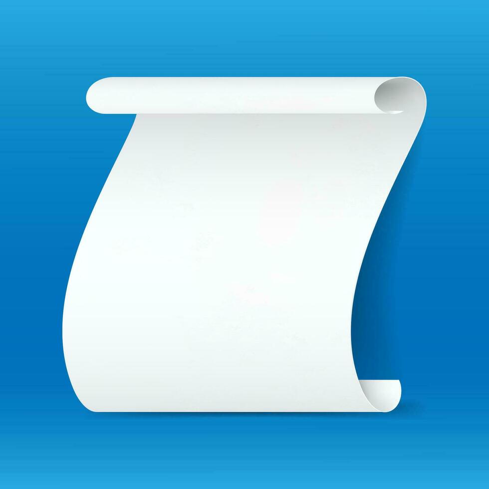 Curved paper vector on blue background