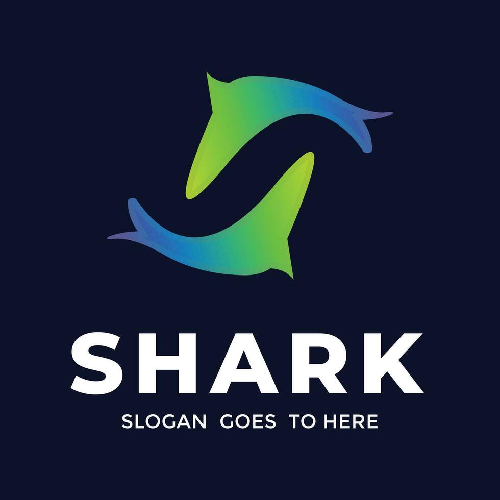 Abstract shark with letter S logo with gradient color vector