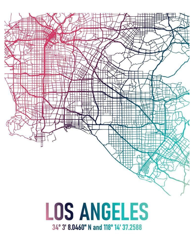 los angeles póster mapa vector