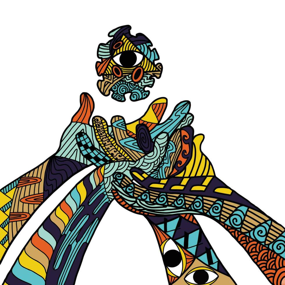 unity hand holding illustration vector