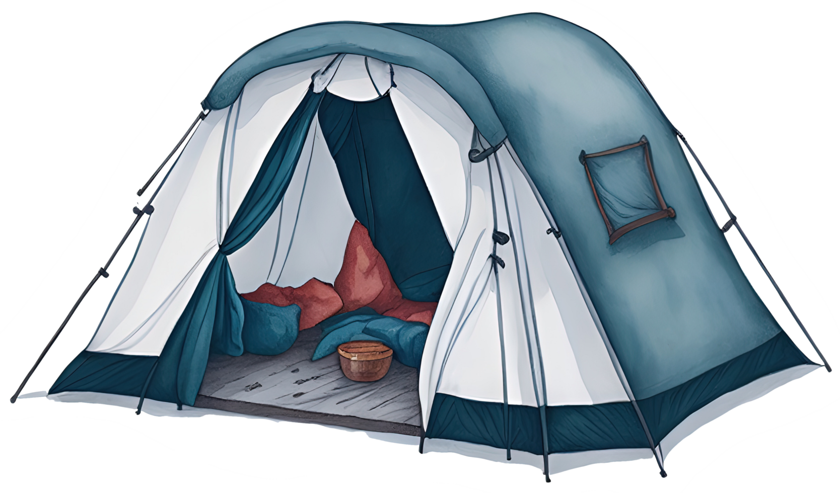 Aquarell Camping Zelt. ai generativ png