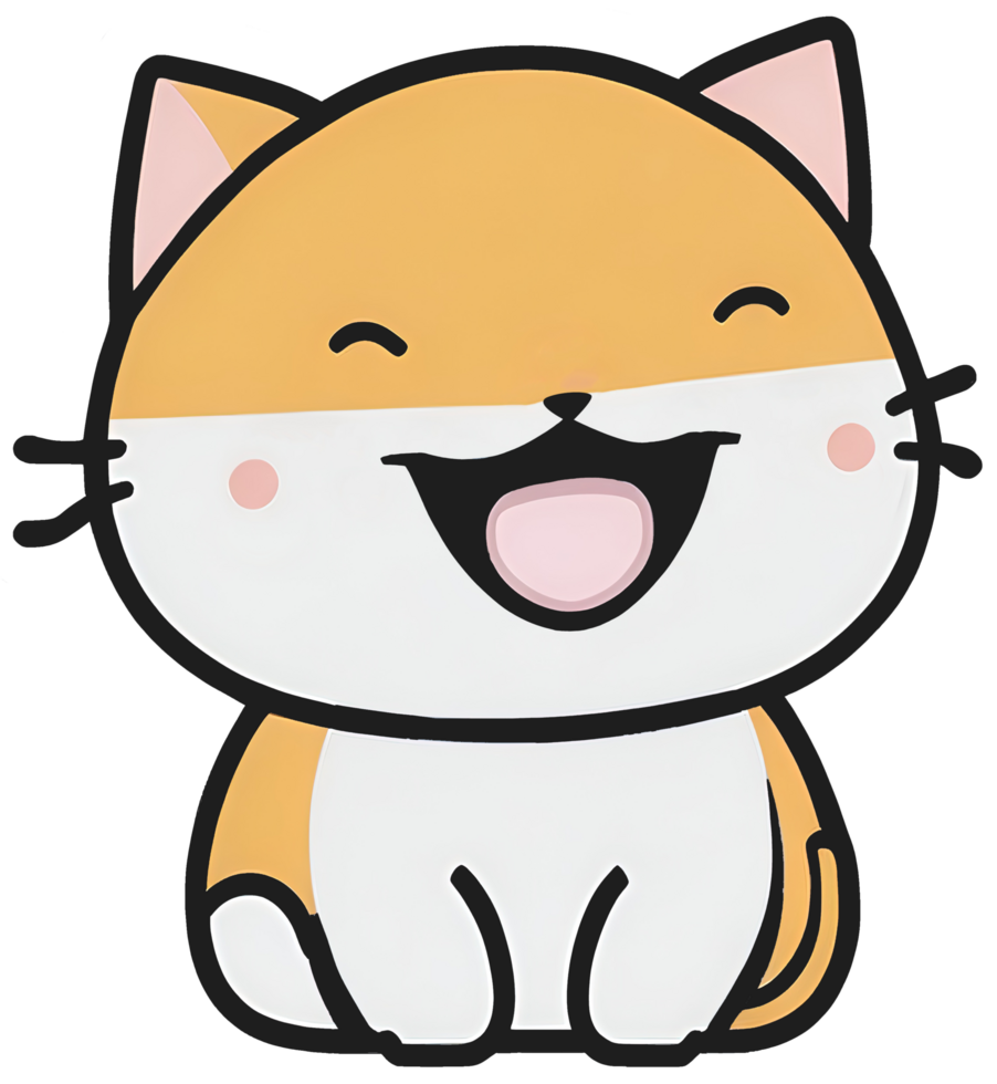 söt katt Lycklig tecknad serie. ai generativ png