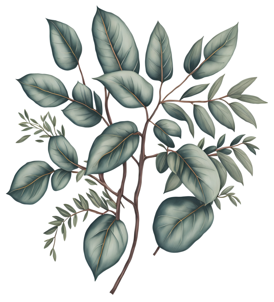 Watercolor green leaf. png