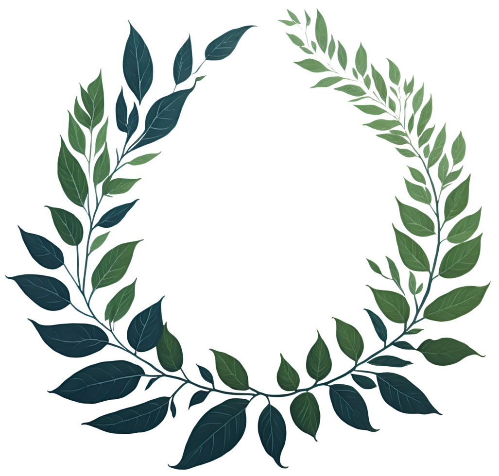 Watercolor leaf circle frame. png