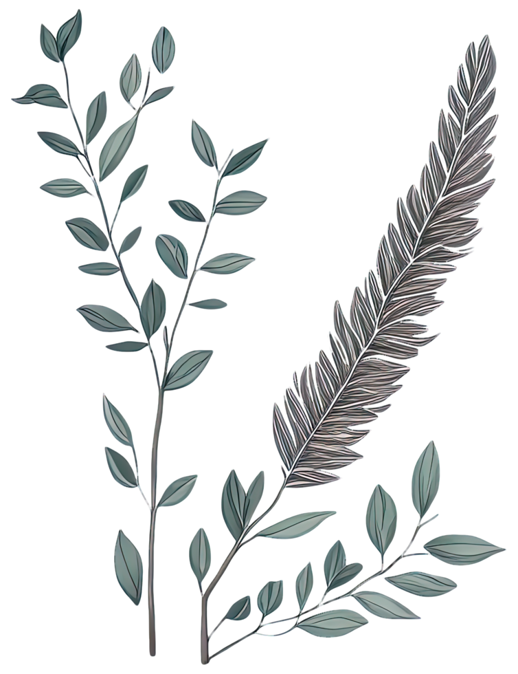 Watercolor green leaf. png