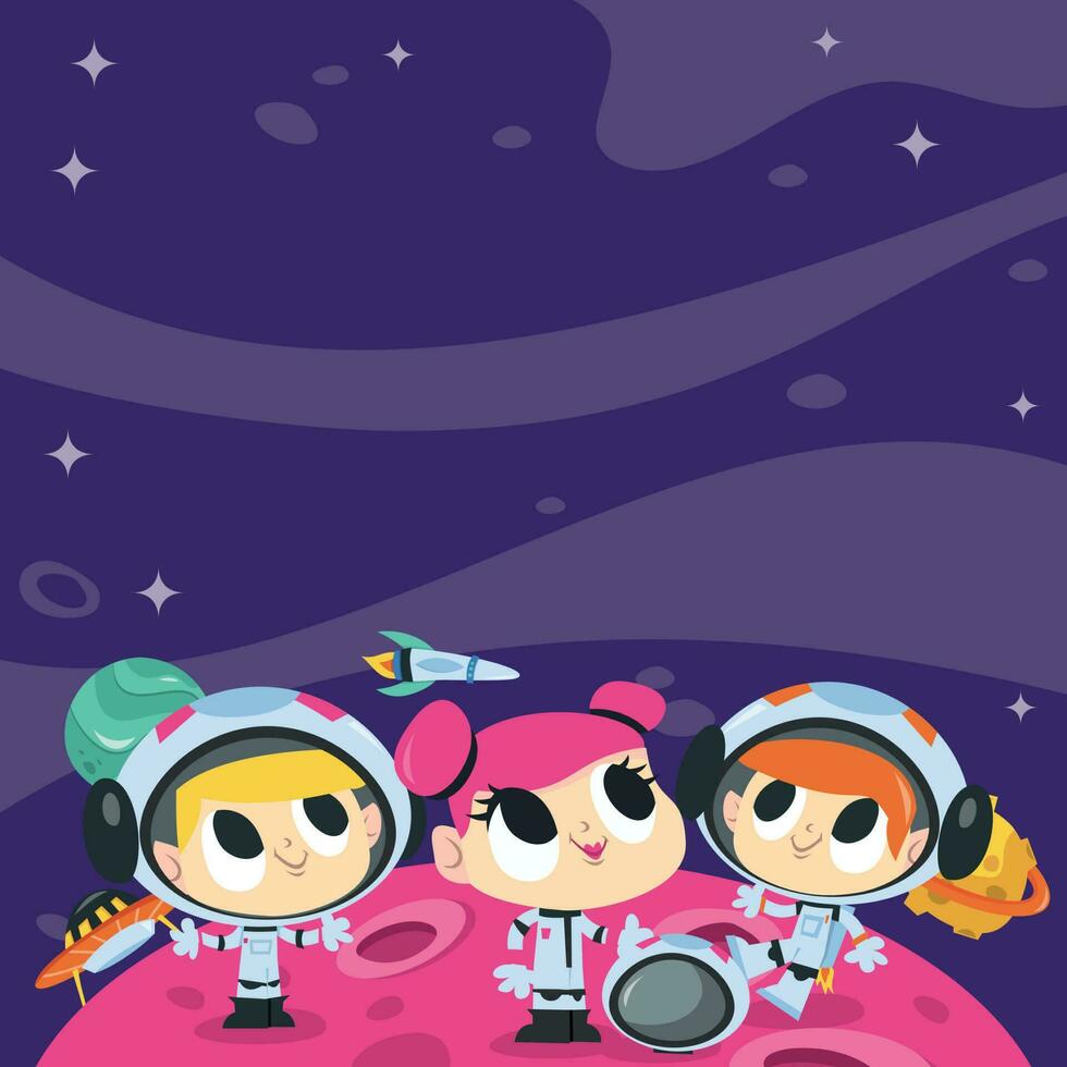 súper linda dibujos animados espacio aventuras Copiar espacio antecedentes vector