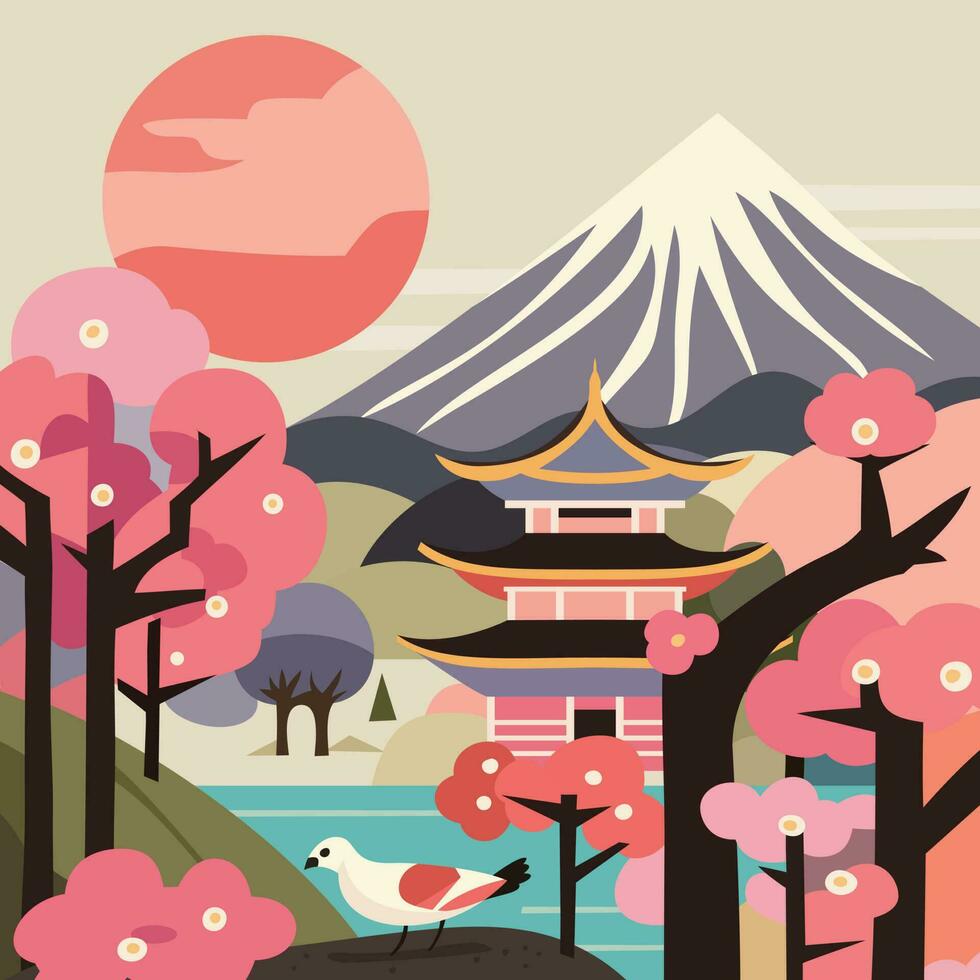 Japan travel vector background