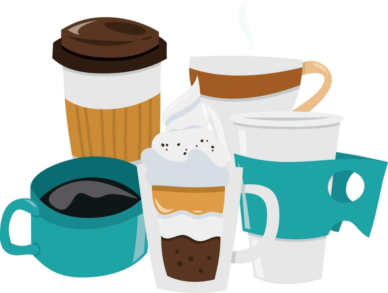 Cartoon Group Of Coffee Cups vector