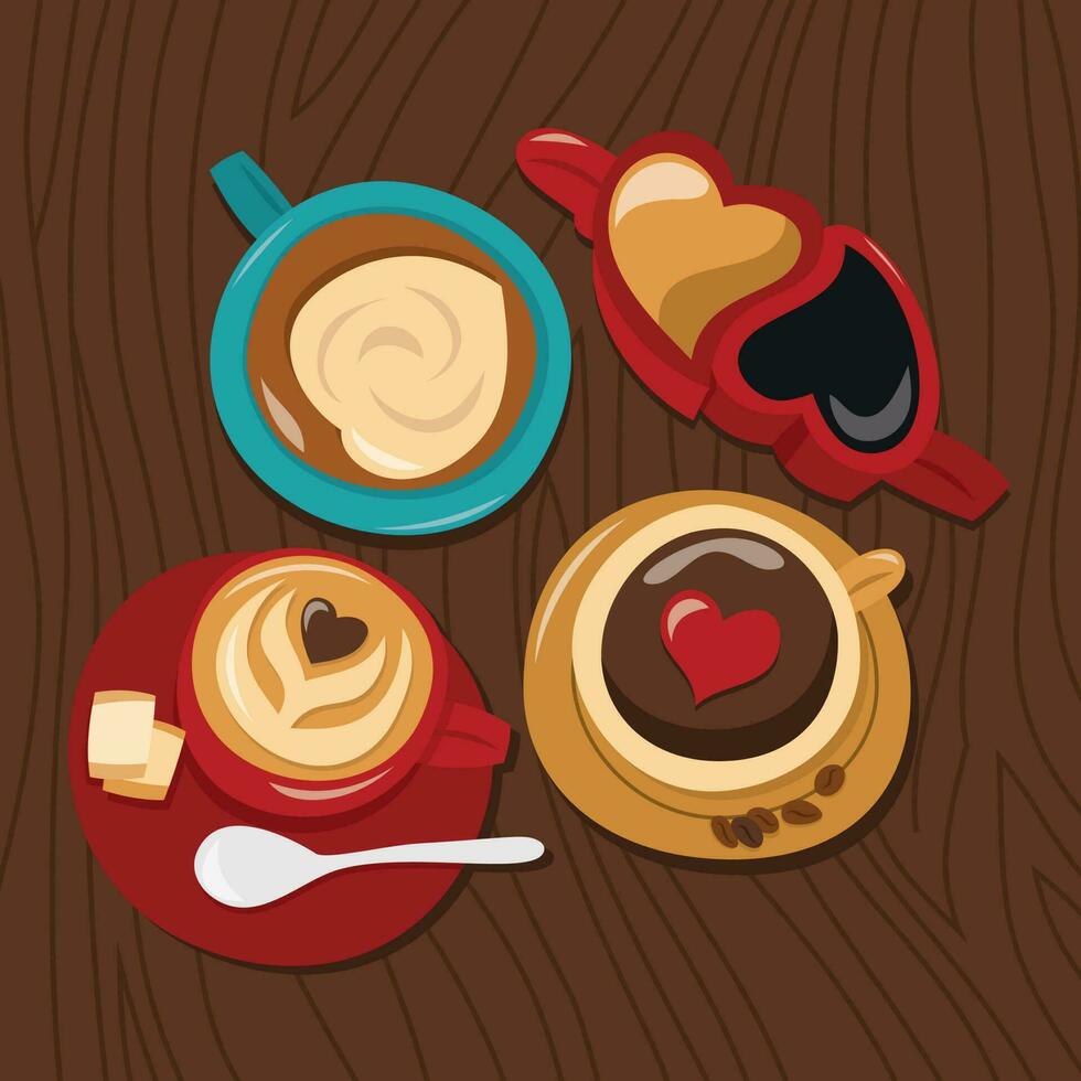 Cartoon Coffee Table Top View vector