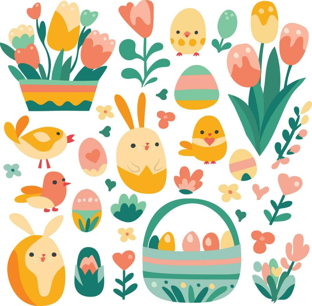 Whimsical Easter Theme Collection vector