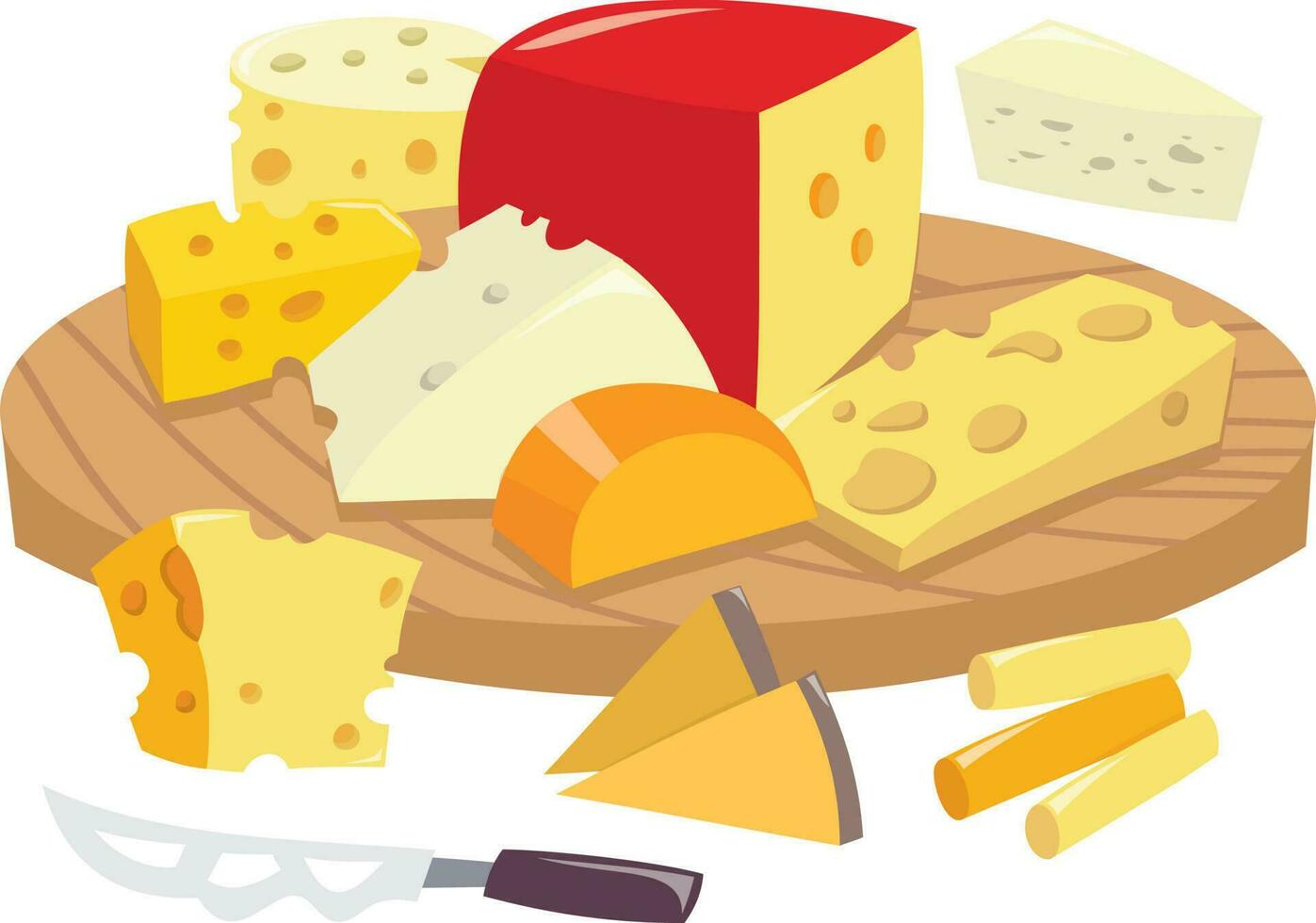 Cartoon Round Cheese Board vector