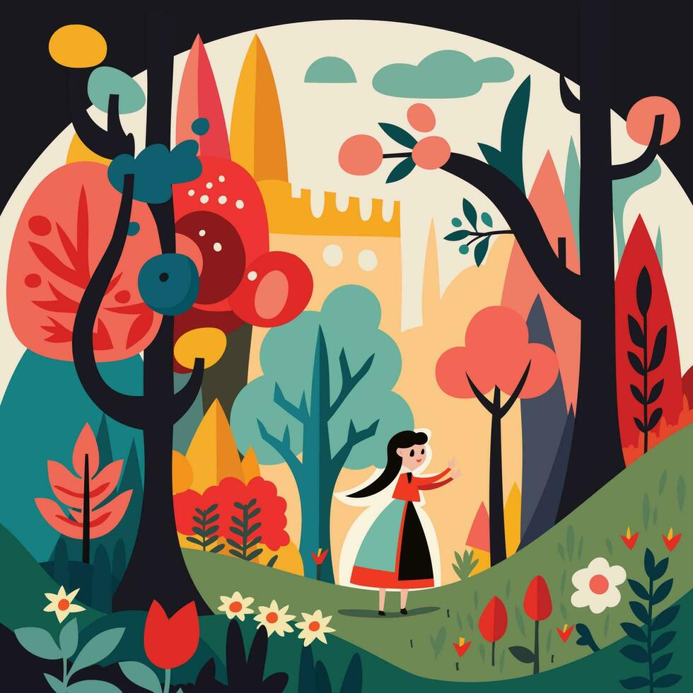 Whimsical wonderland fairytale. vector