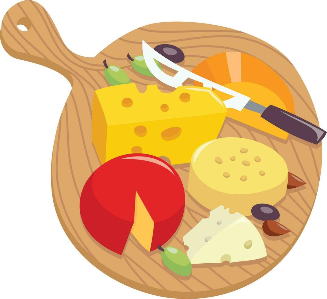 Cartoon Round Cheese Board vector