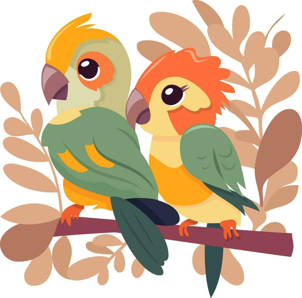 linda dibujos animados loros vector