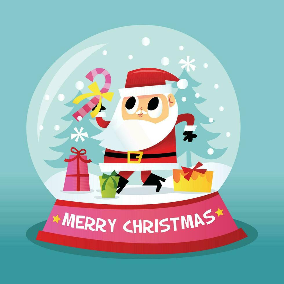 Retro Christmas Santa Snow Globe vector