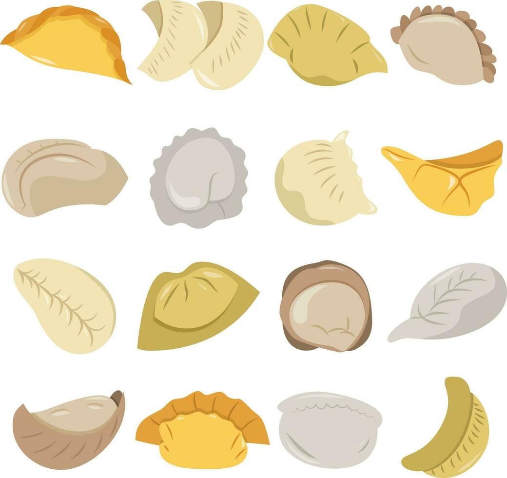 dibujos animados chino empanadillas conjunto vector