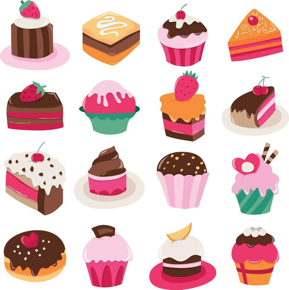 Cartoon Cakes Cupcakes vector