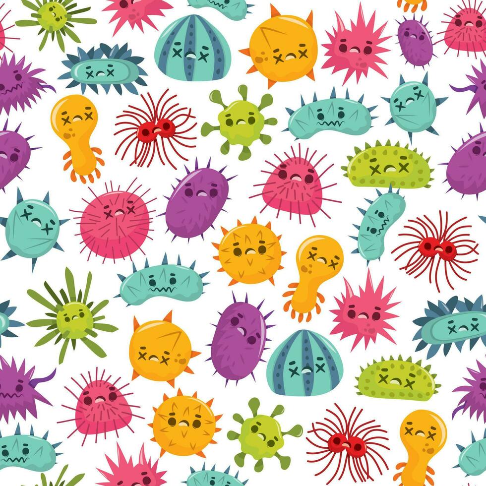 Cartoon Virus Germ Seamless Pattern Background vector