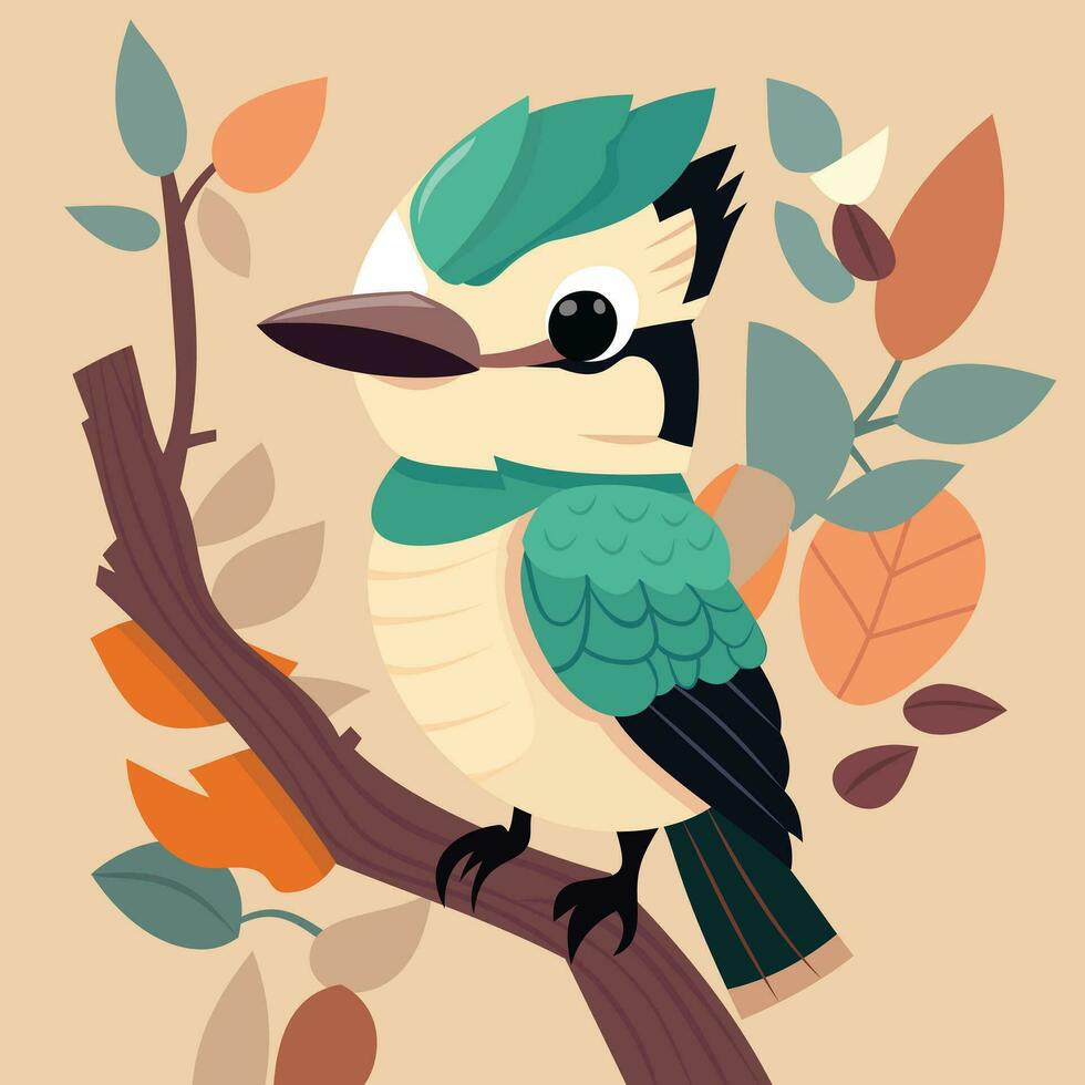 dibujos animados linda Kookaburra pájaro vector