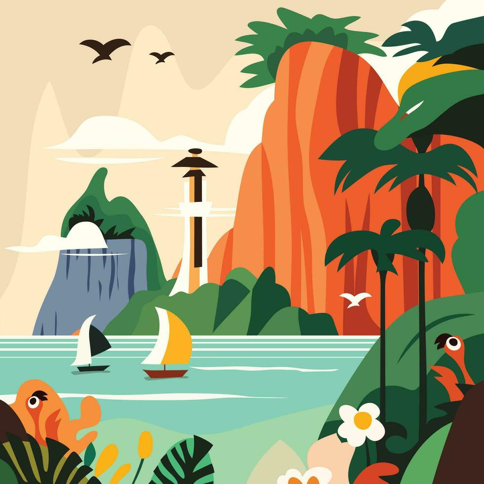 tropical viaje escena vector