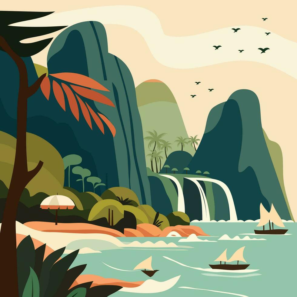 tropical viaje escena vector