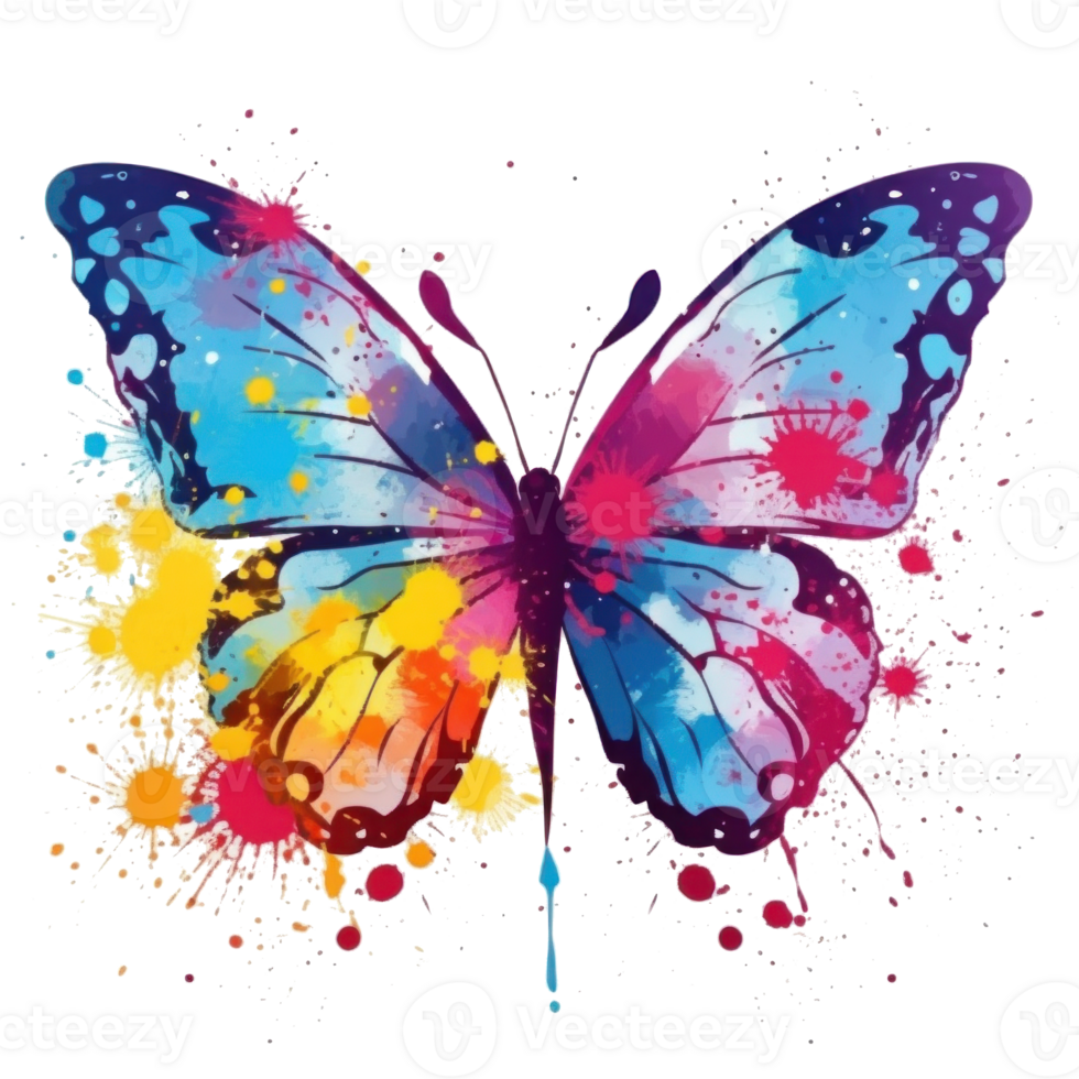 painted butterfly with splash. Illustration AI Generative png