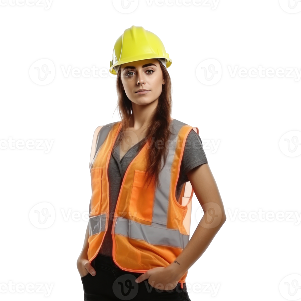 Young female site engineer. Illustration png