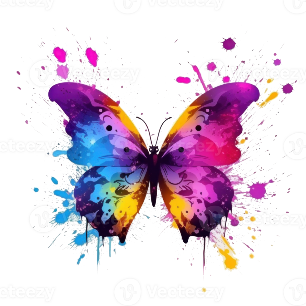 painted butterfly with splash. Illustration AI Generative png